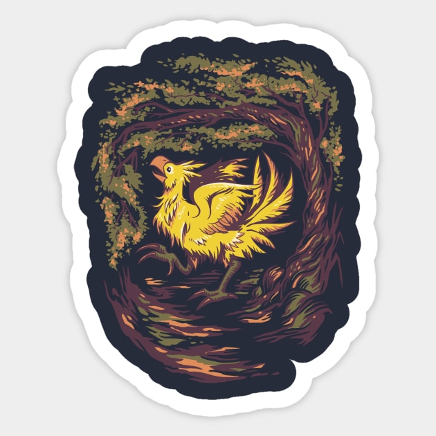 Chocobo with Blossoms Sticker by rebekie.b